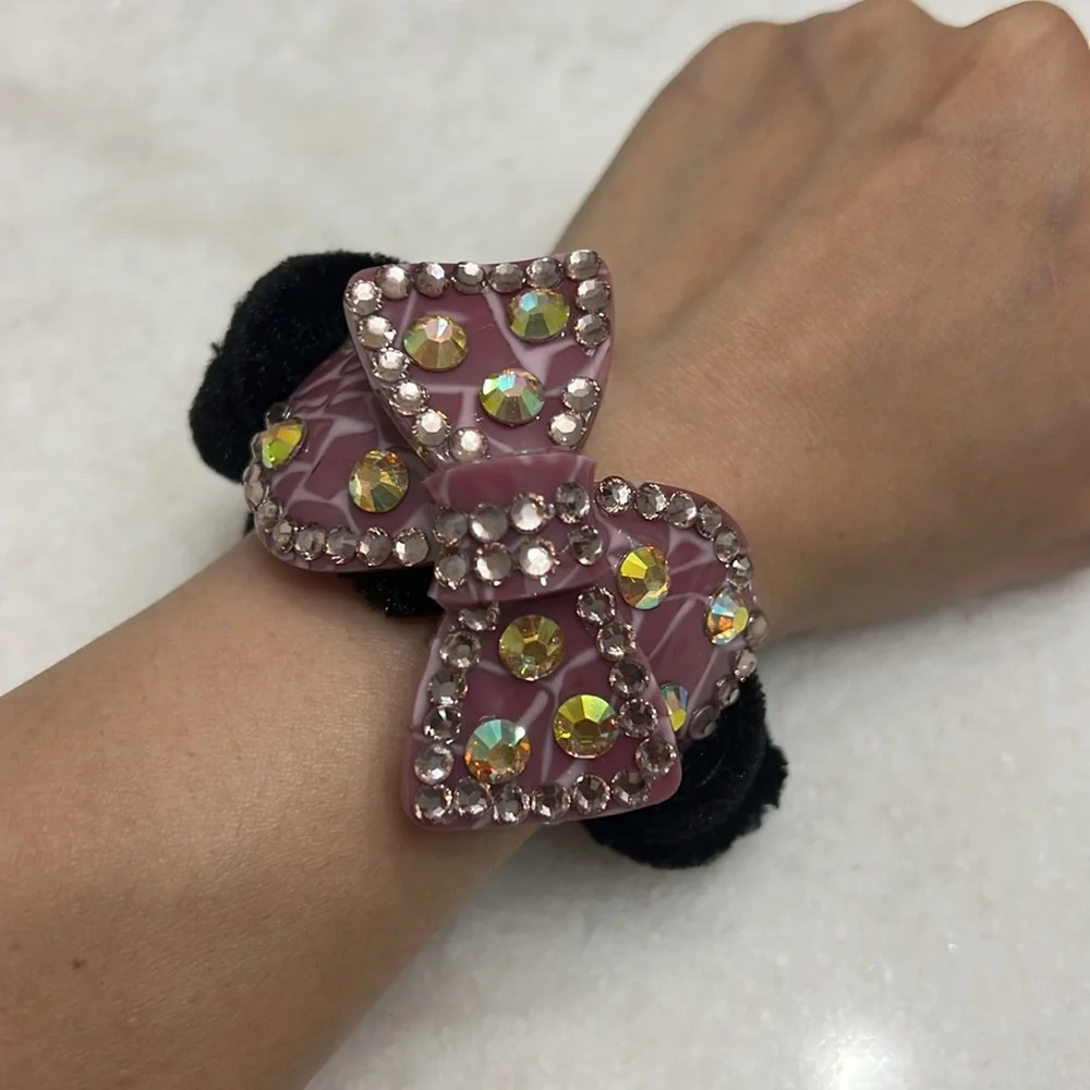 Purple Bow Tie Black Hair Tie
